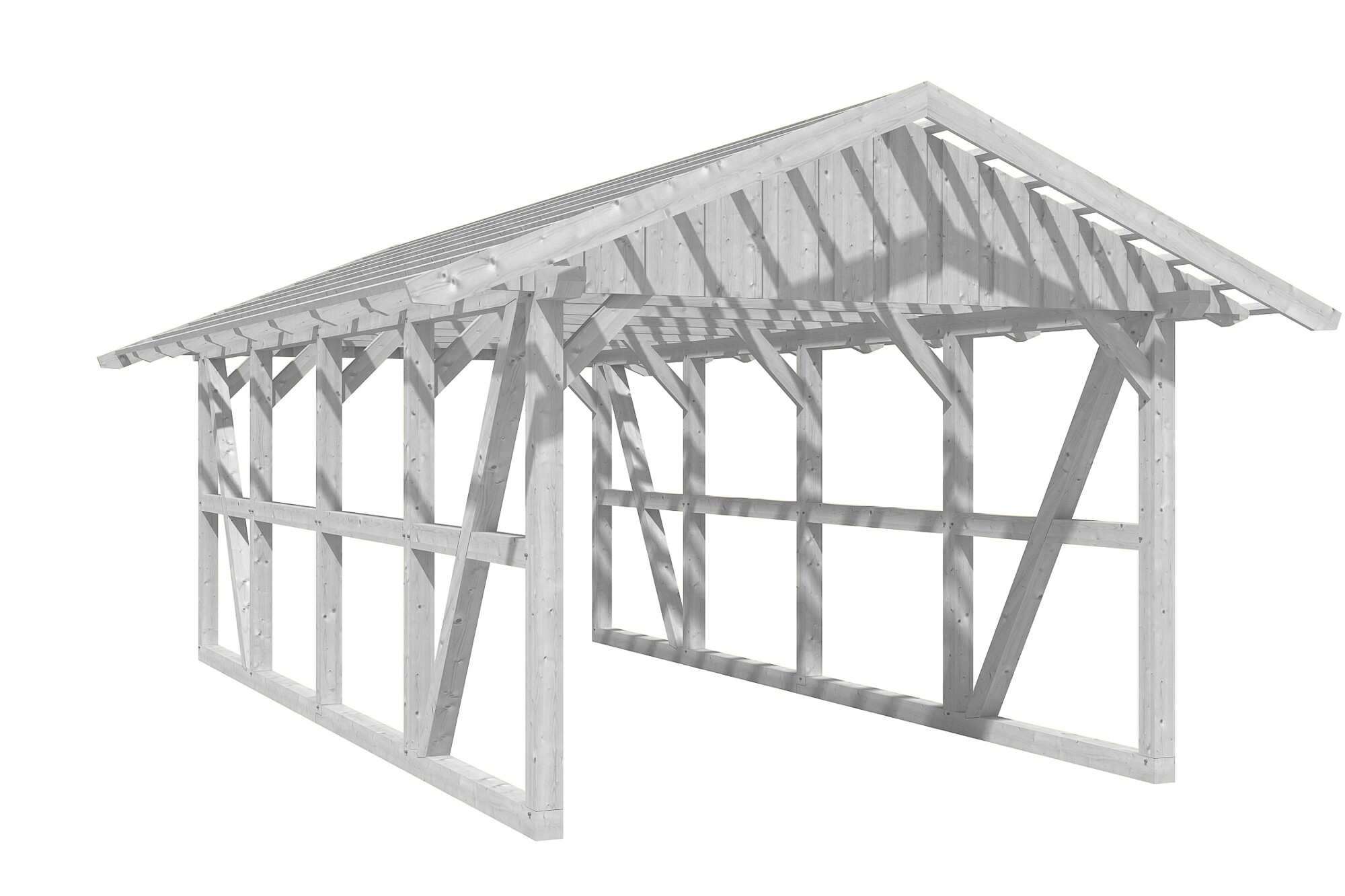 Carport Schwarzwald 424 x 772 cm, weiß, mit Dachlattung
