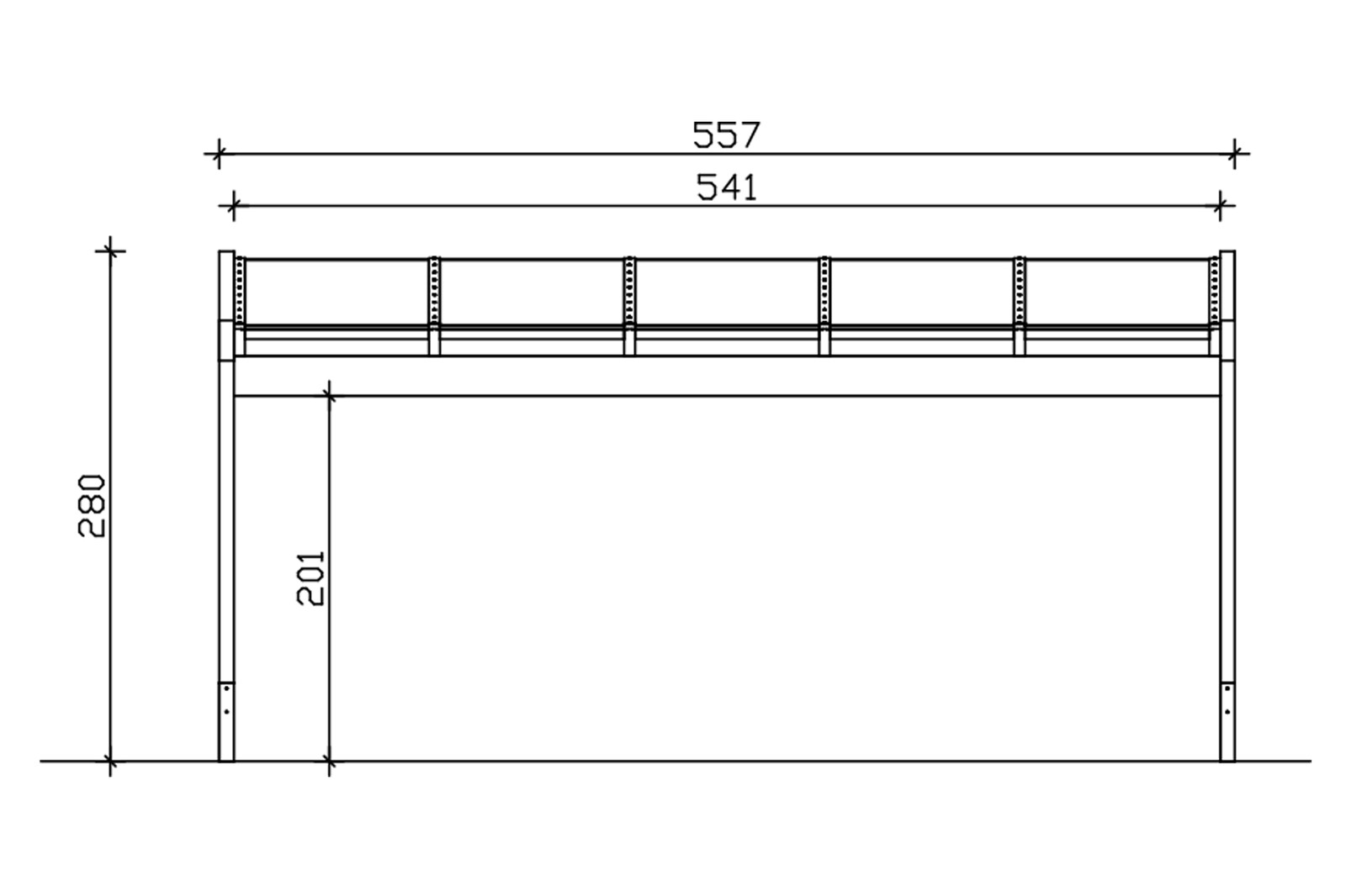 Terrace roof Novara 557 x 309 cm, glulam, colour pre-treated walnut