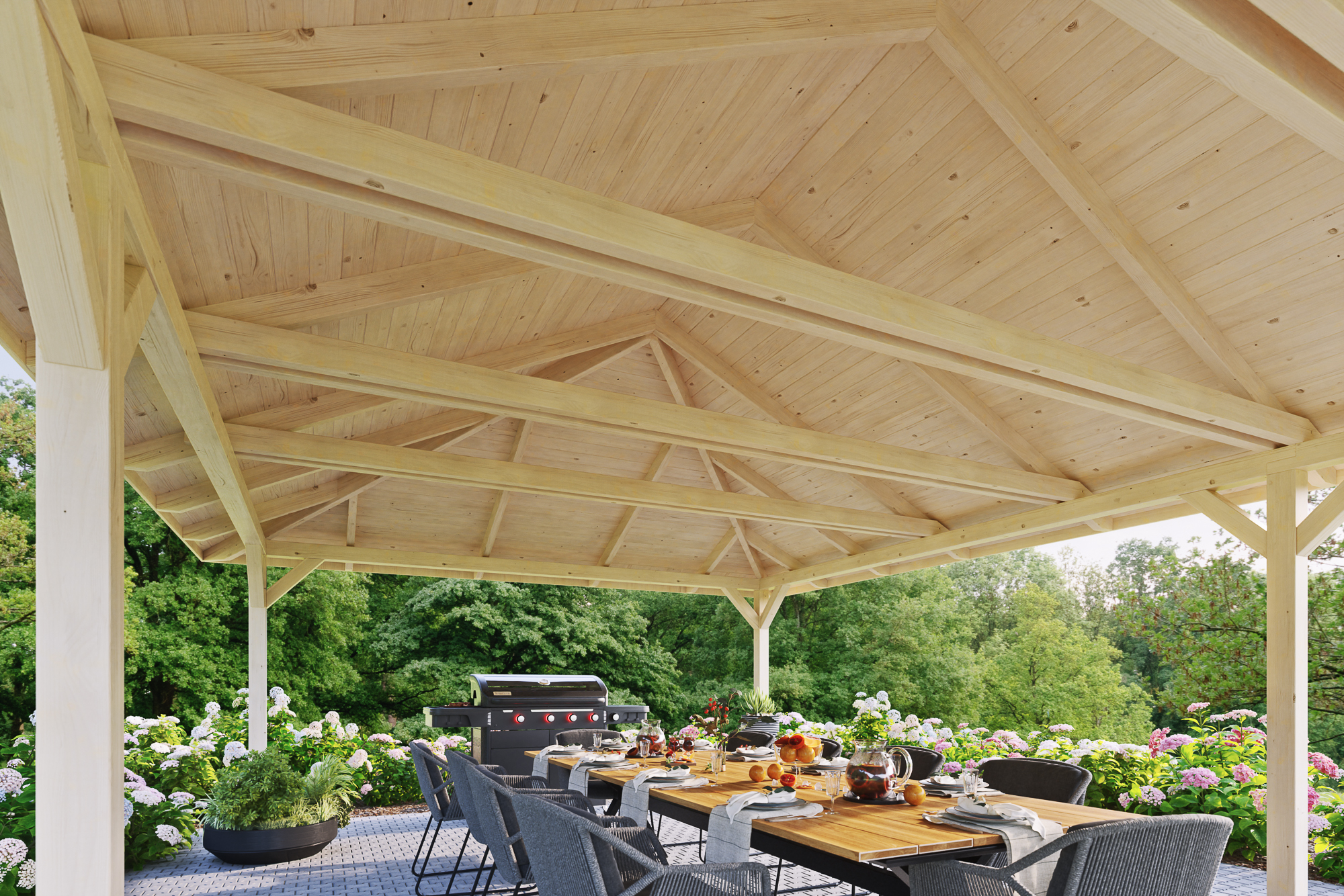 Detailbild: Innenansicht Pavillon Orleans 1, farblich unbehandelt