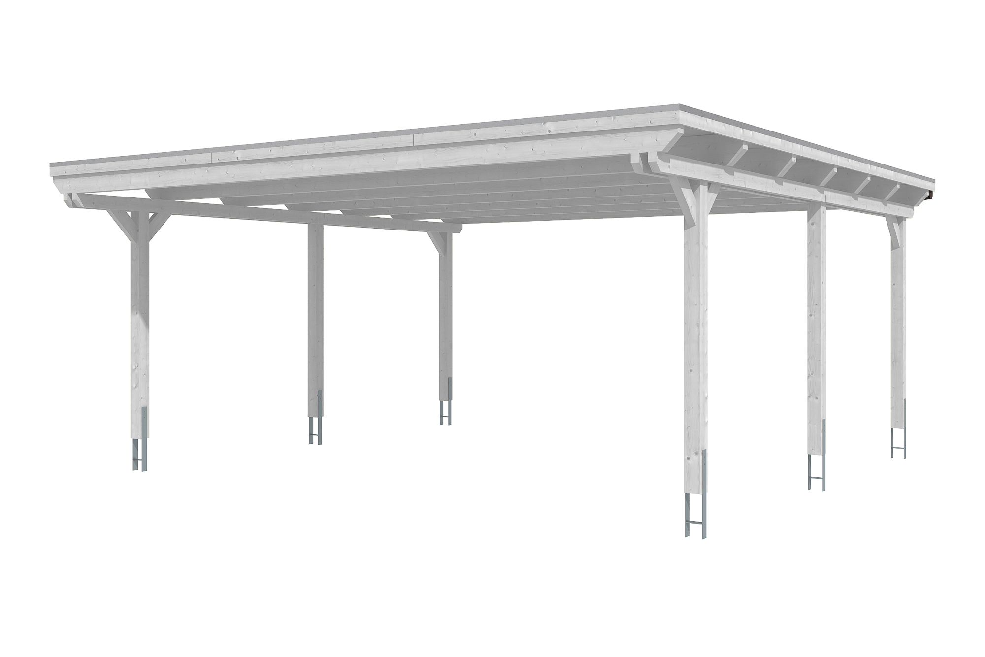 Carport Emsland 613 x 604 cm, gelakt in wit, met Aluminium dakplaten