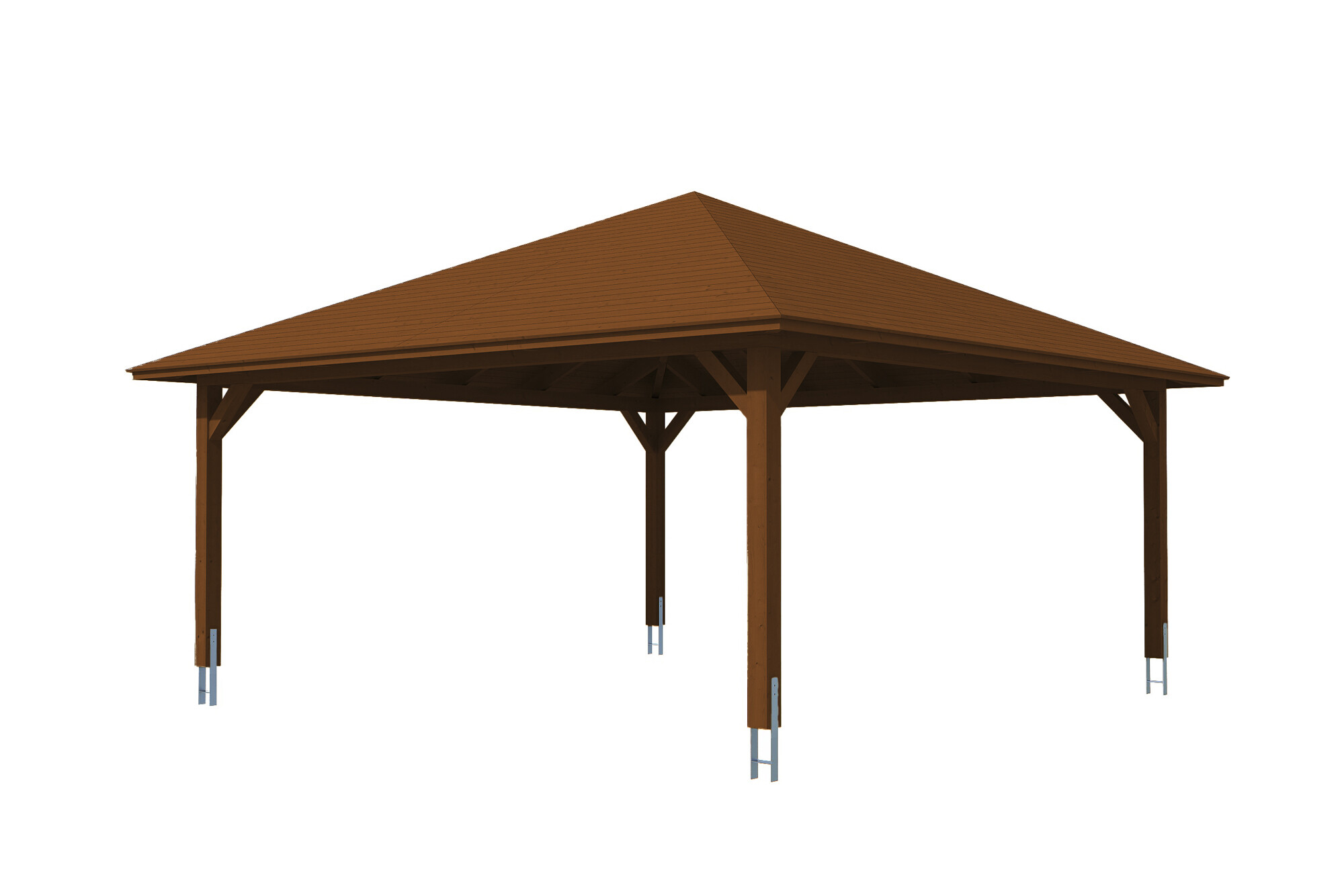 Carport Taunus 634 x 634 cm, colour pre-treated walnut