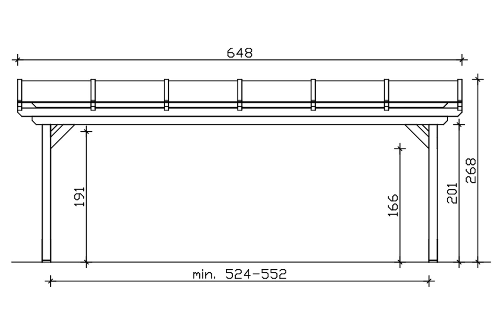 Tonnelle SANREMO 648x250cm, bois lamellé-collé, traitement coloré chêne clair