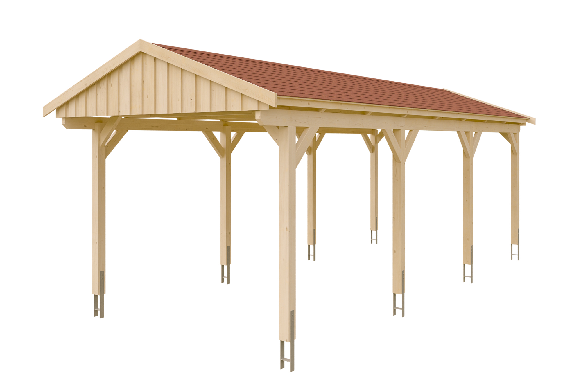 Produktbild: Carport Fichtelberg 317 x 808, mit roten Dachschindeln