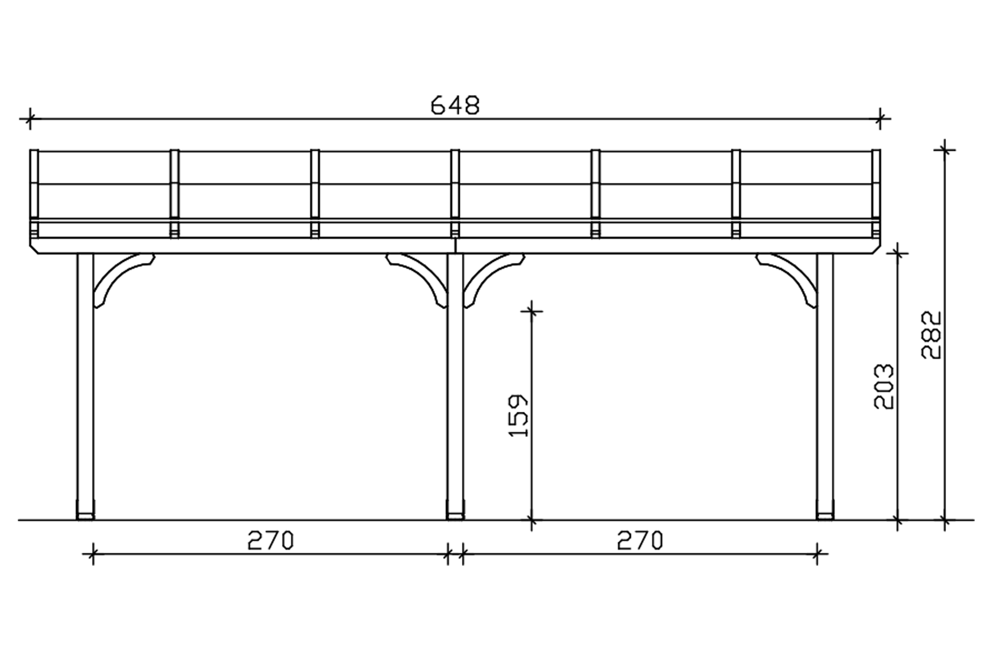 Terrasoverkapping Venezia 648 x 239 cm, gelamineerd hout, onbehandeld
