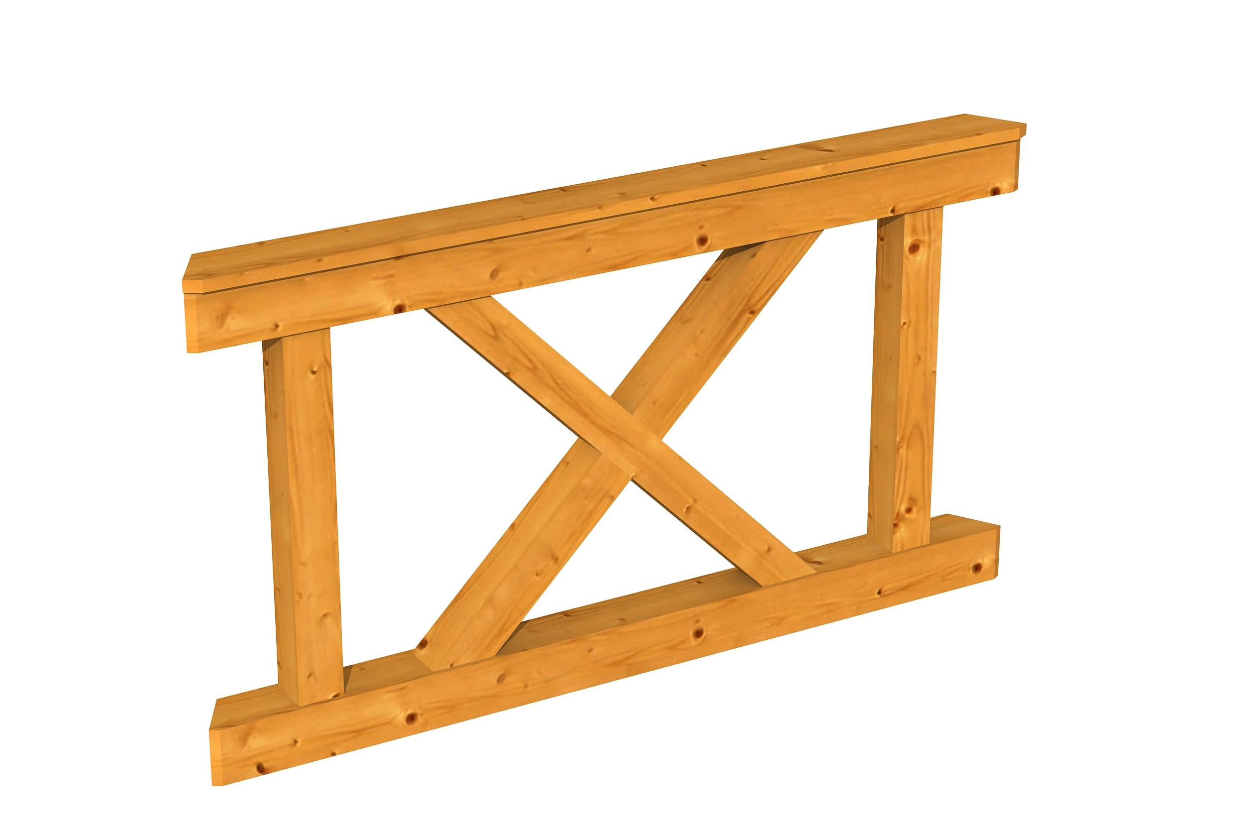 Brüstung Andreaskreuz 150 x 84 cm, Fichte, eiche hell