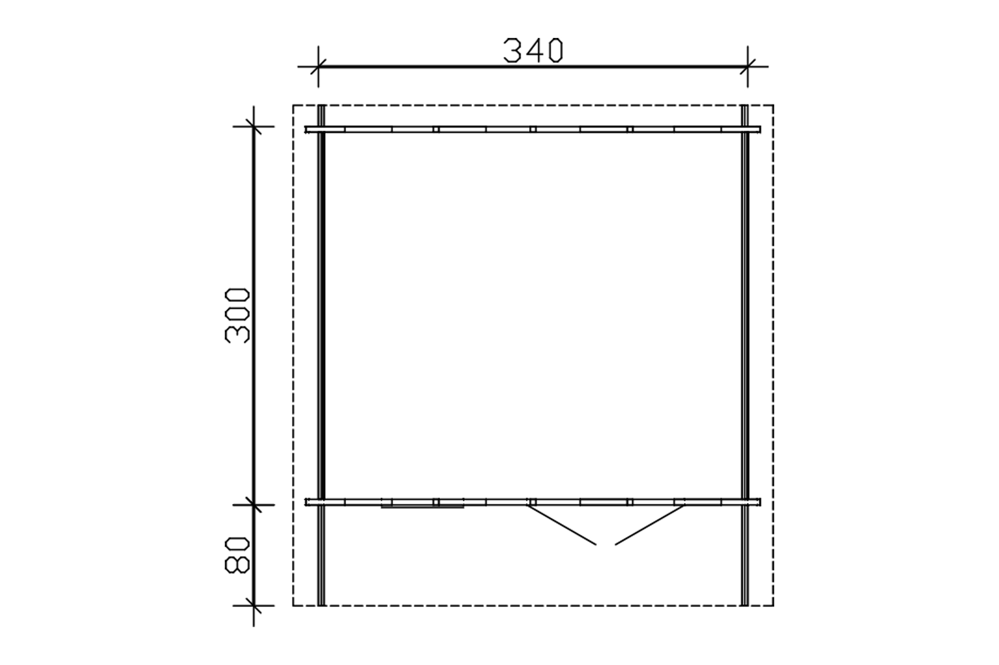 Abri de jardin LANGESUND 340x300cm, 45mm, non traité