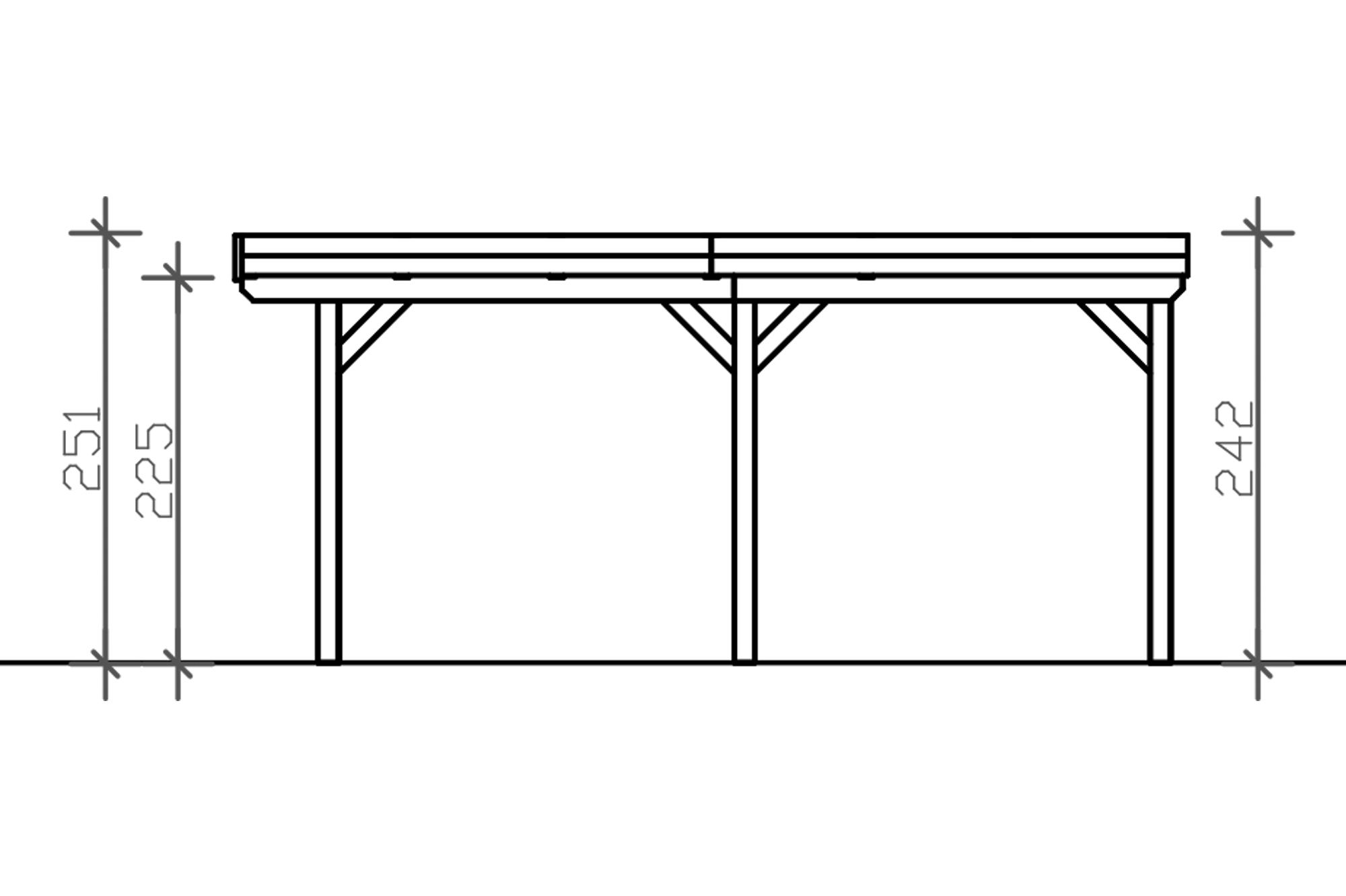 Carport Grunewald 427 x 554 cm met Aluminium dakplaten, onbehandeld