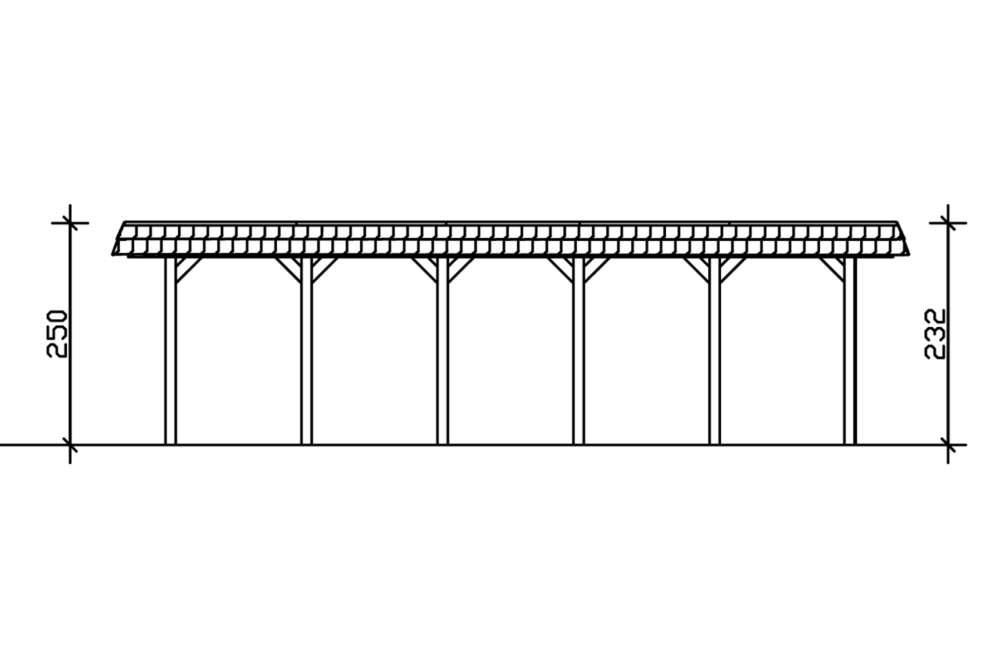 Grafik (Schnitt): Carport Spreewald 585 x 893 cm