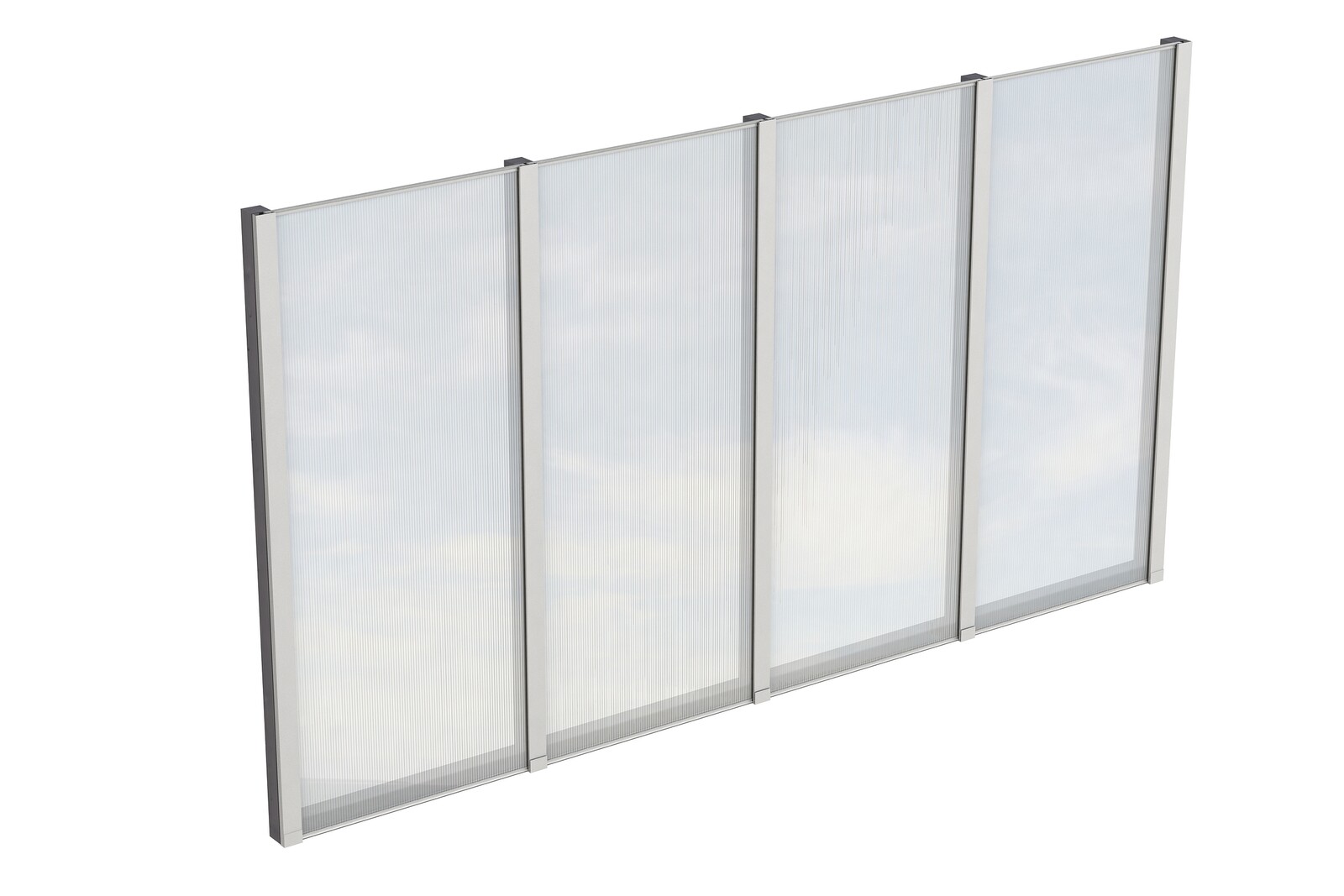 Seitenwand m. Polycarbonatplatten 343 x 200 cm, Fichte, schiefergrau