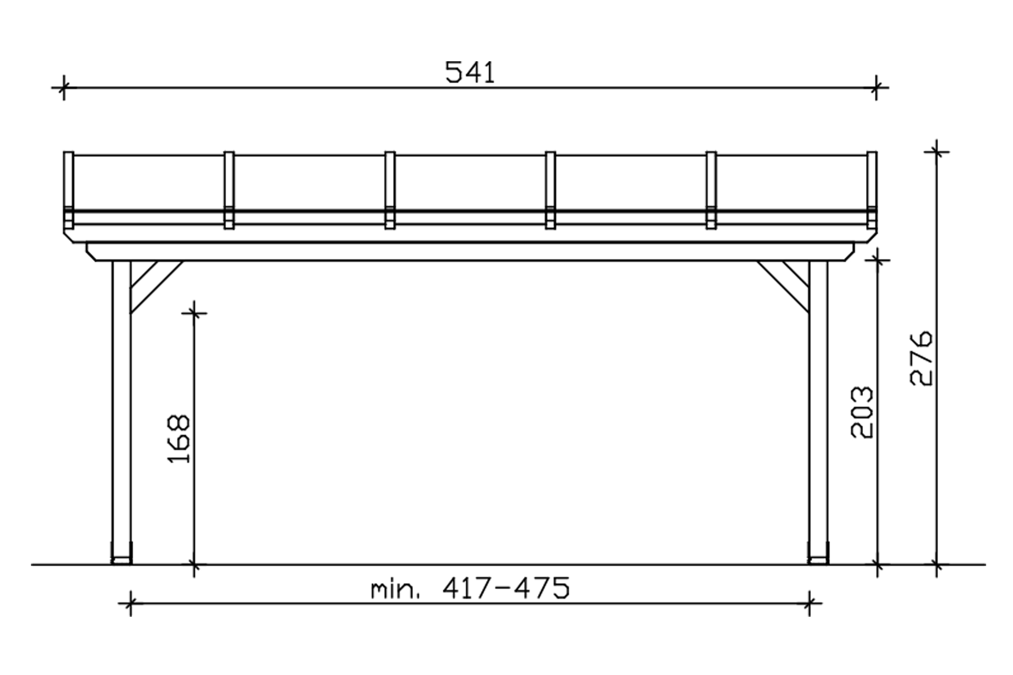 Grafik (Vorderansicht): Terrassenüberdachung Ancona 541x300 cm