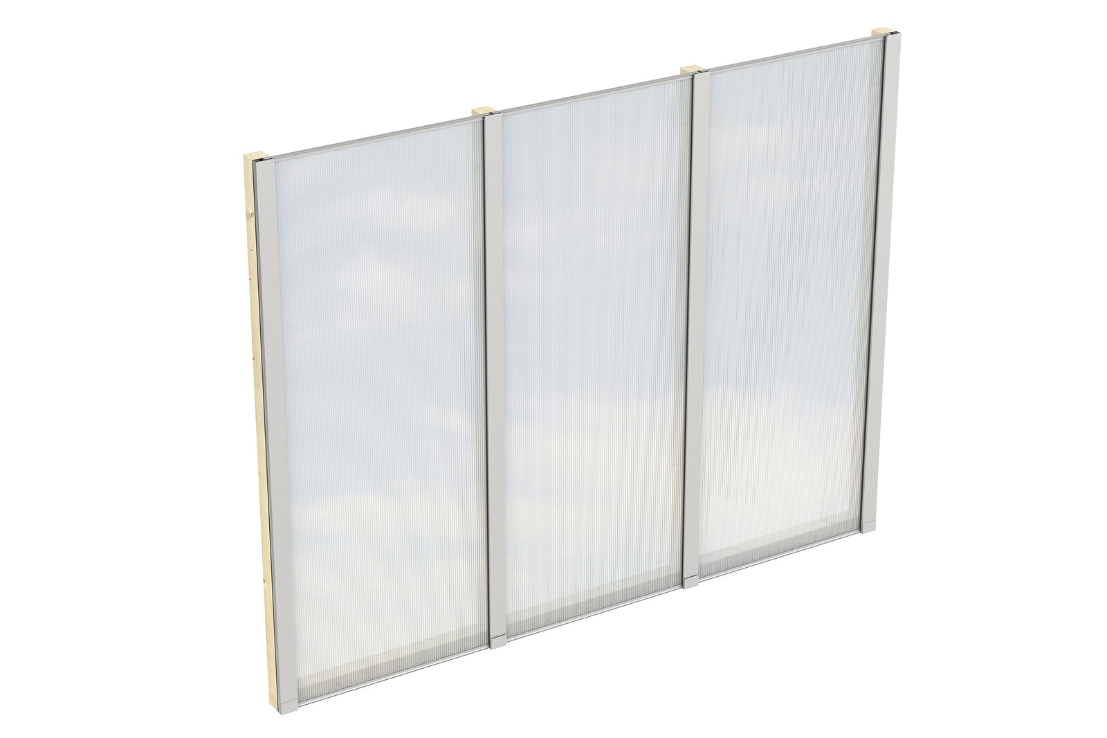 Sidewall with polycarbonate 243 x 200 cm, free standing, spruce, untreated