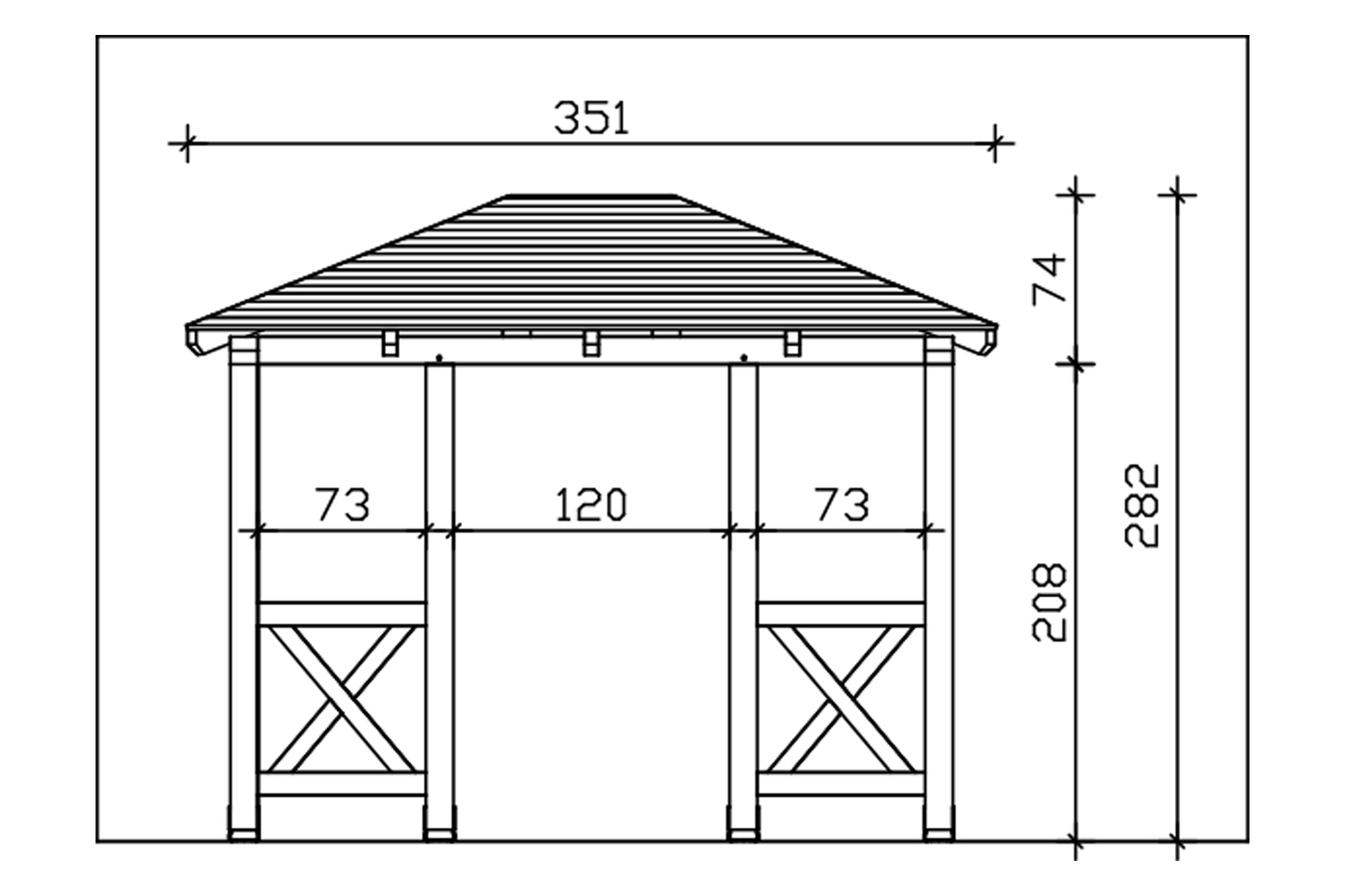Vordach Wismar Typ 7, 351 x 187 cm, eiche hell