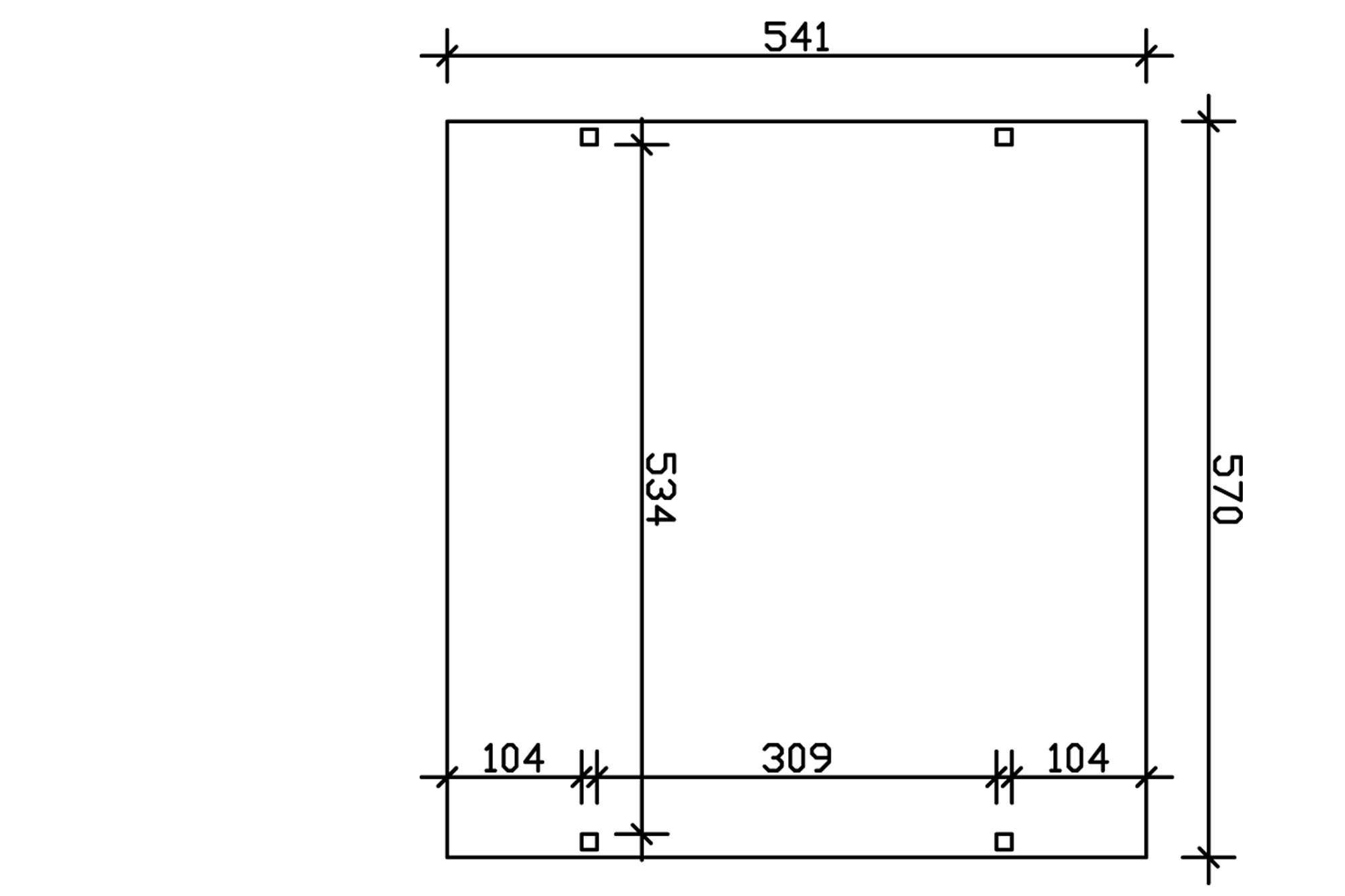 Grafik (Grundriss): Carport Westerwald 570 x 541 cm