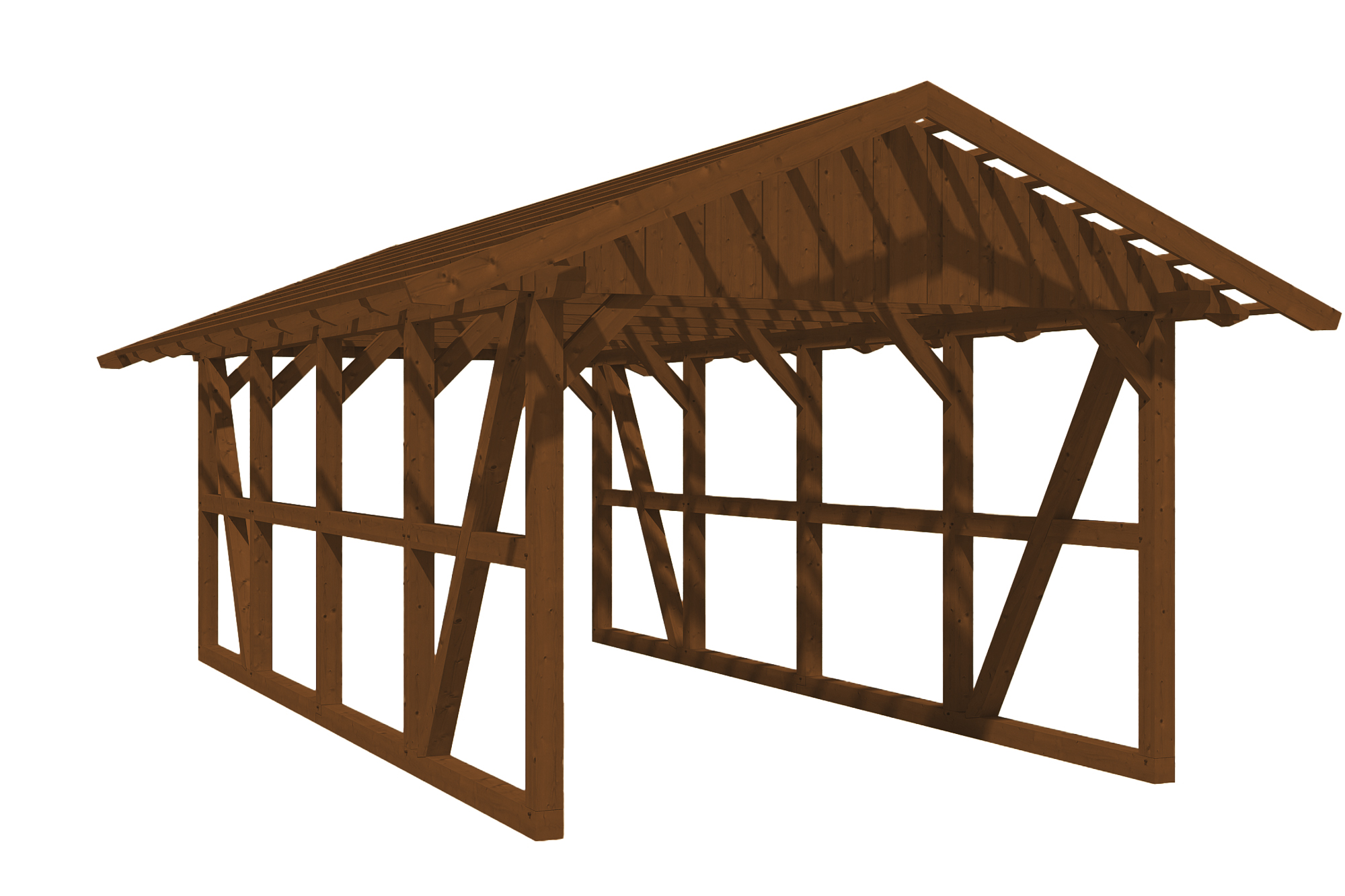Produktbild: Carport Schwarzwald 424 x 772 cm, mit Dachlatten, farblich behandelt in nussbaum