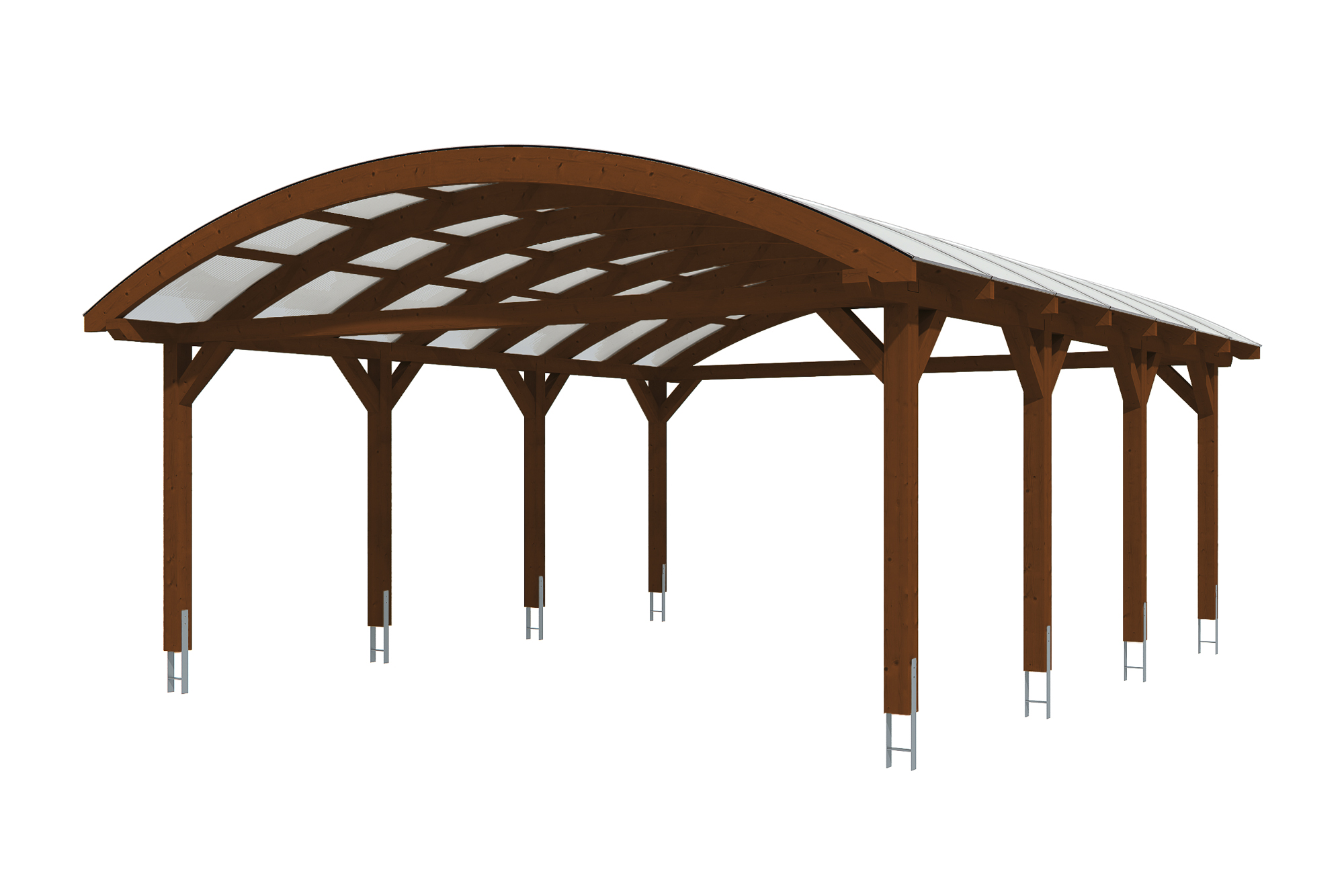 Produktbild: Carport Franken 635 x 755 cm, farblich behandelt in nussbaum