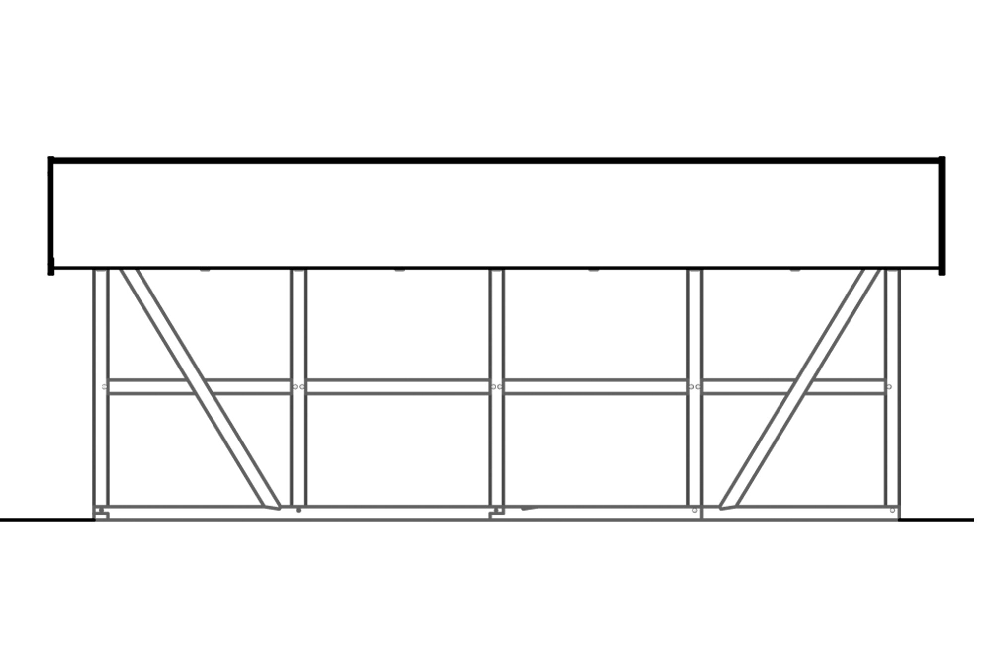 Carport Schwarzwald 424 x 772 cm mit Abstellraum, natur, mit Dachlattung