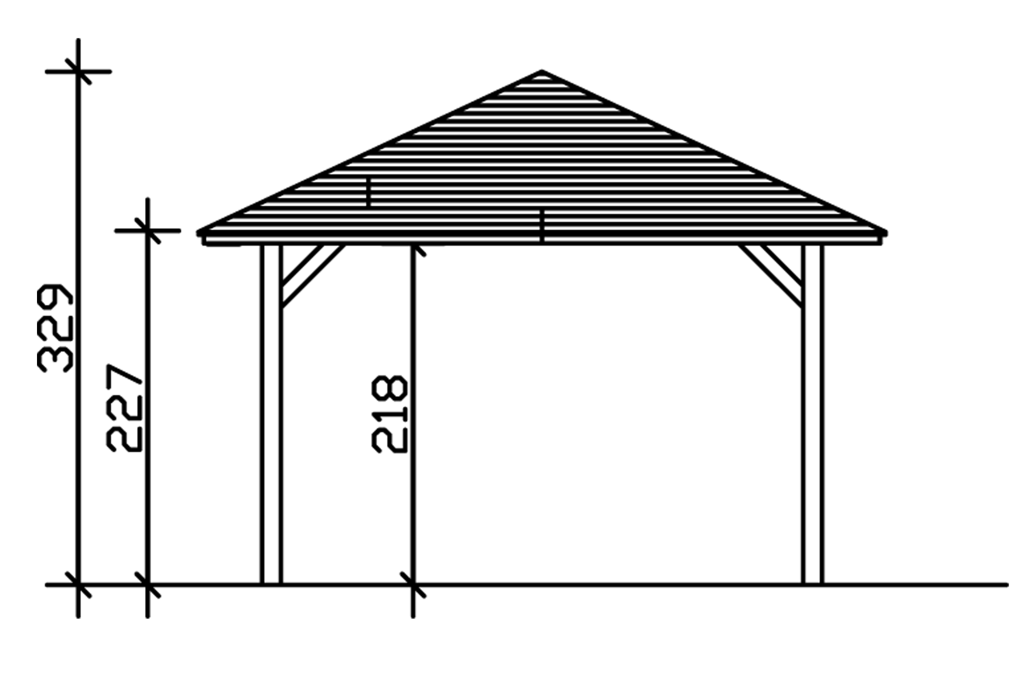 Grafik (Vorderansicht): Carport Taunus 439 x 786 cm Breite