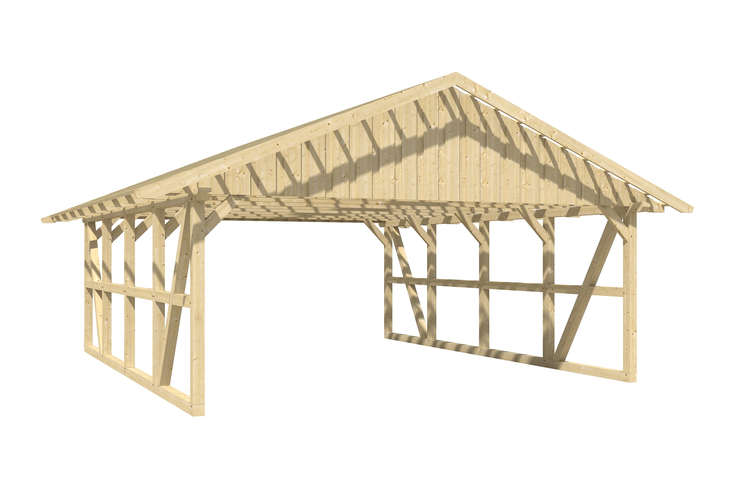 Carport Schwarzwald 684 x 772 cm, natur, mit Dachlattung