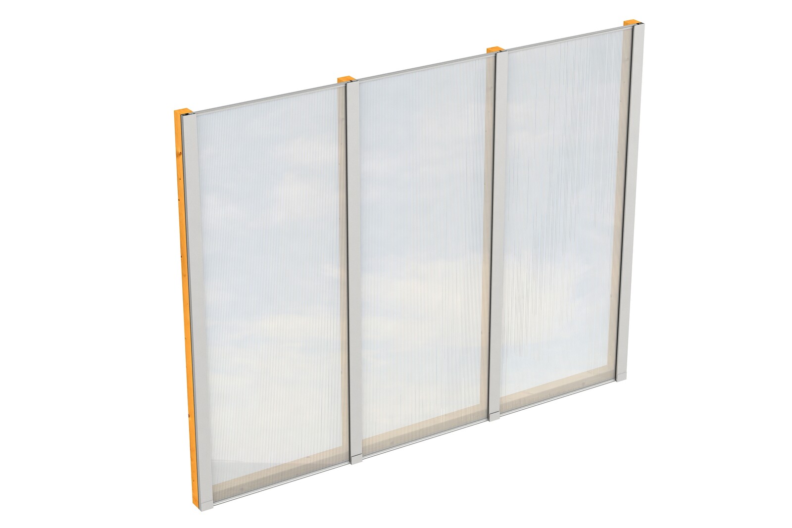 Zijwand van polycarbonaat 243 x 200 cm, voor vrijstaande terrasoverkapping, sparrenhout, gelakt in licht eiken