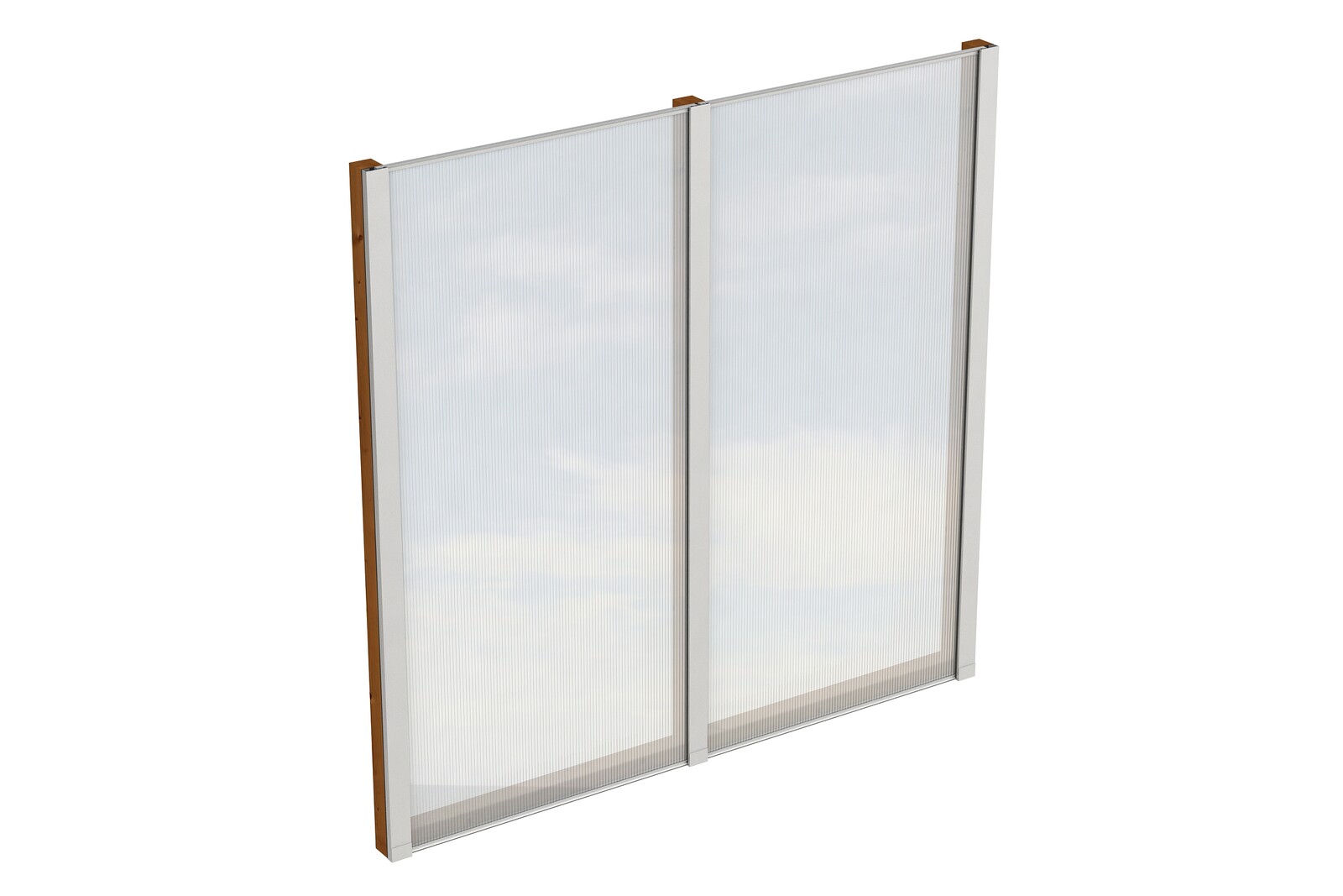 Paroi latérale 193 x 200 cm (autoportés), Polycarbonate, bois d'épinette, traitement coloré noyer
