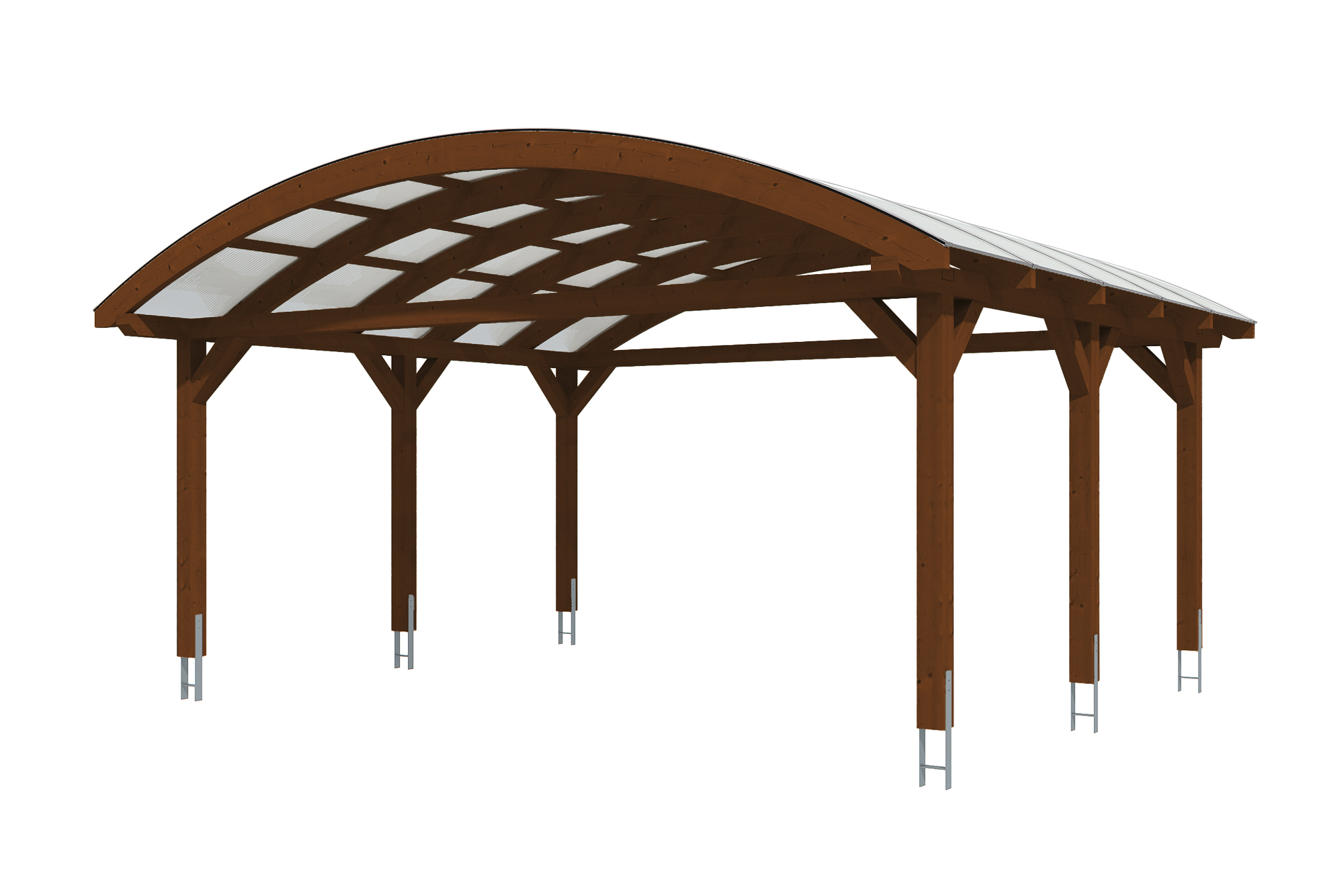 Produktbild: Carport Franken 635 x 541 cm, farblich behandelt in nussbaum