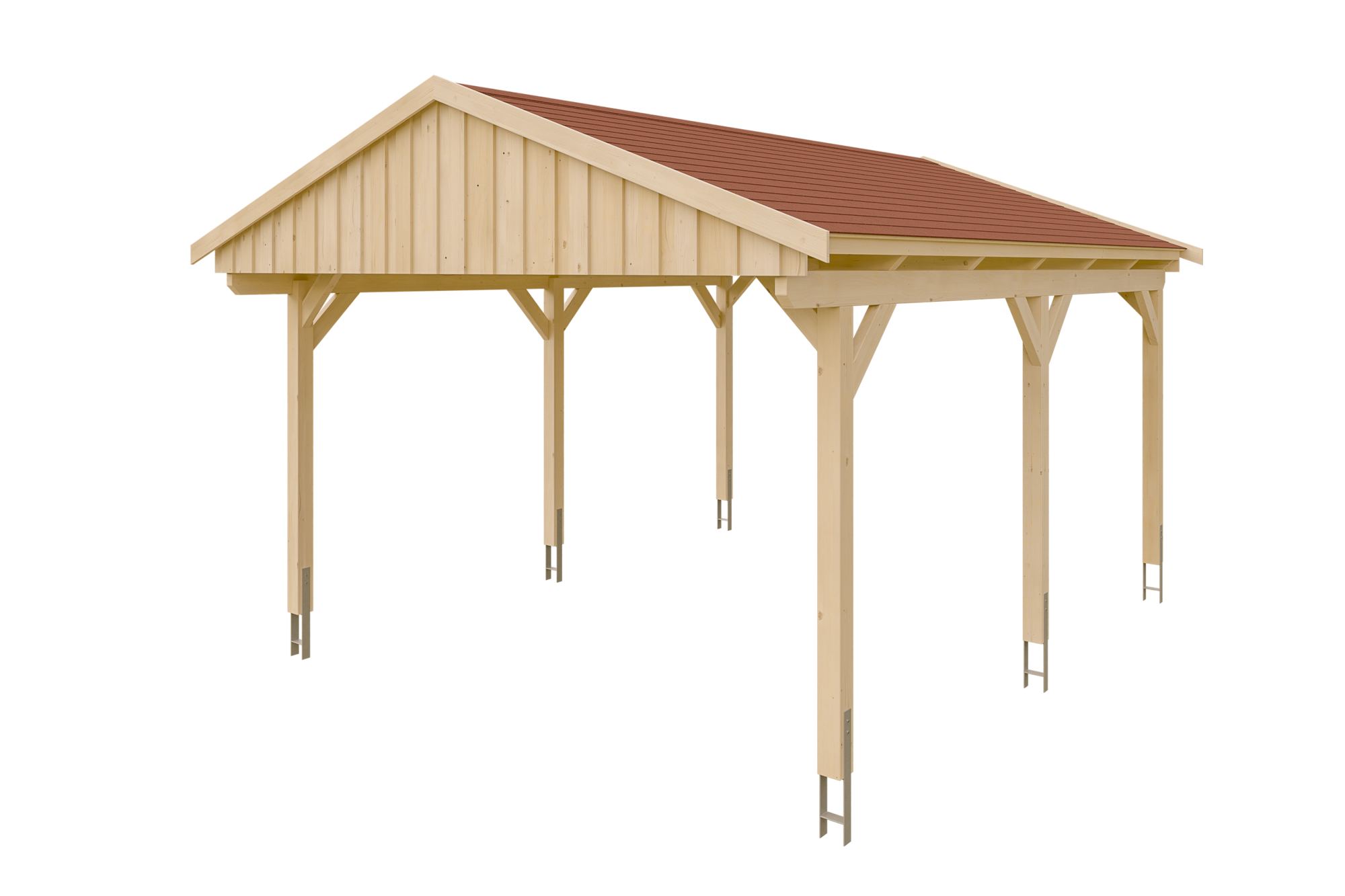 Produktbild: Carport Fichtelberg 423 x 566 cm, mit roten Dachschindeln