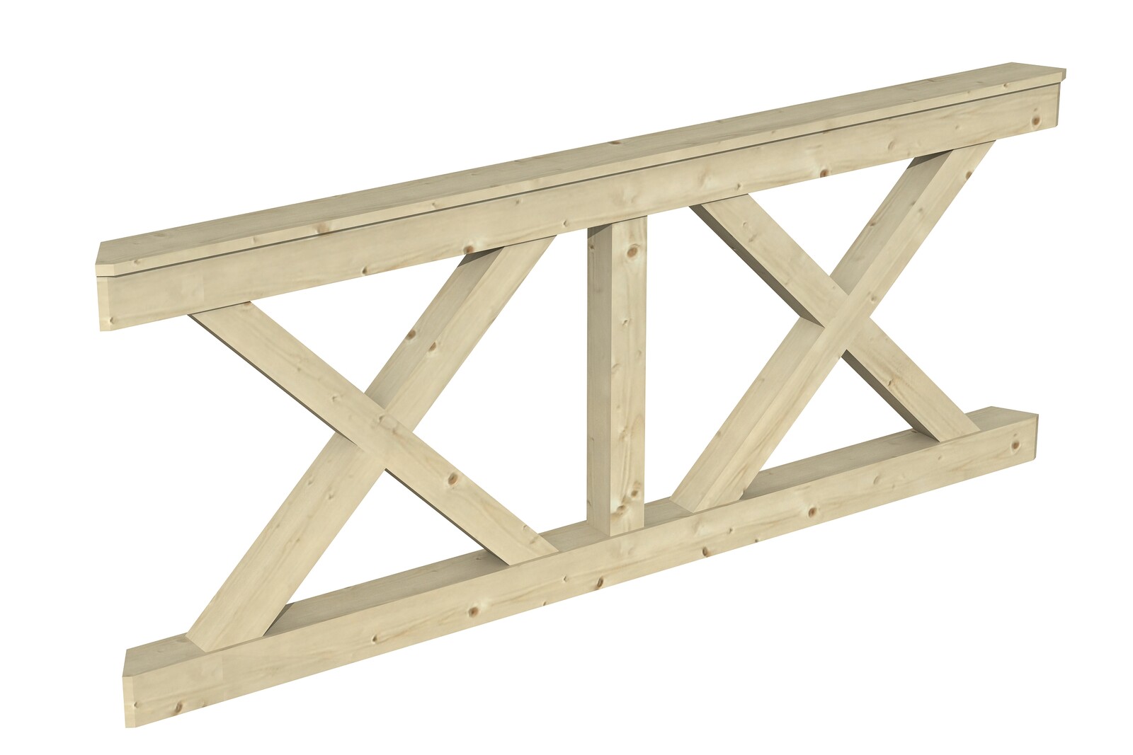 Brüstung Andreaskreuz 210 x 84 cm, Fichte, natur