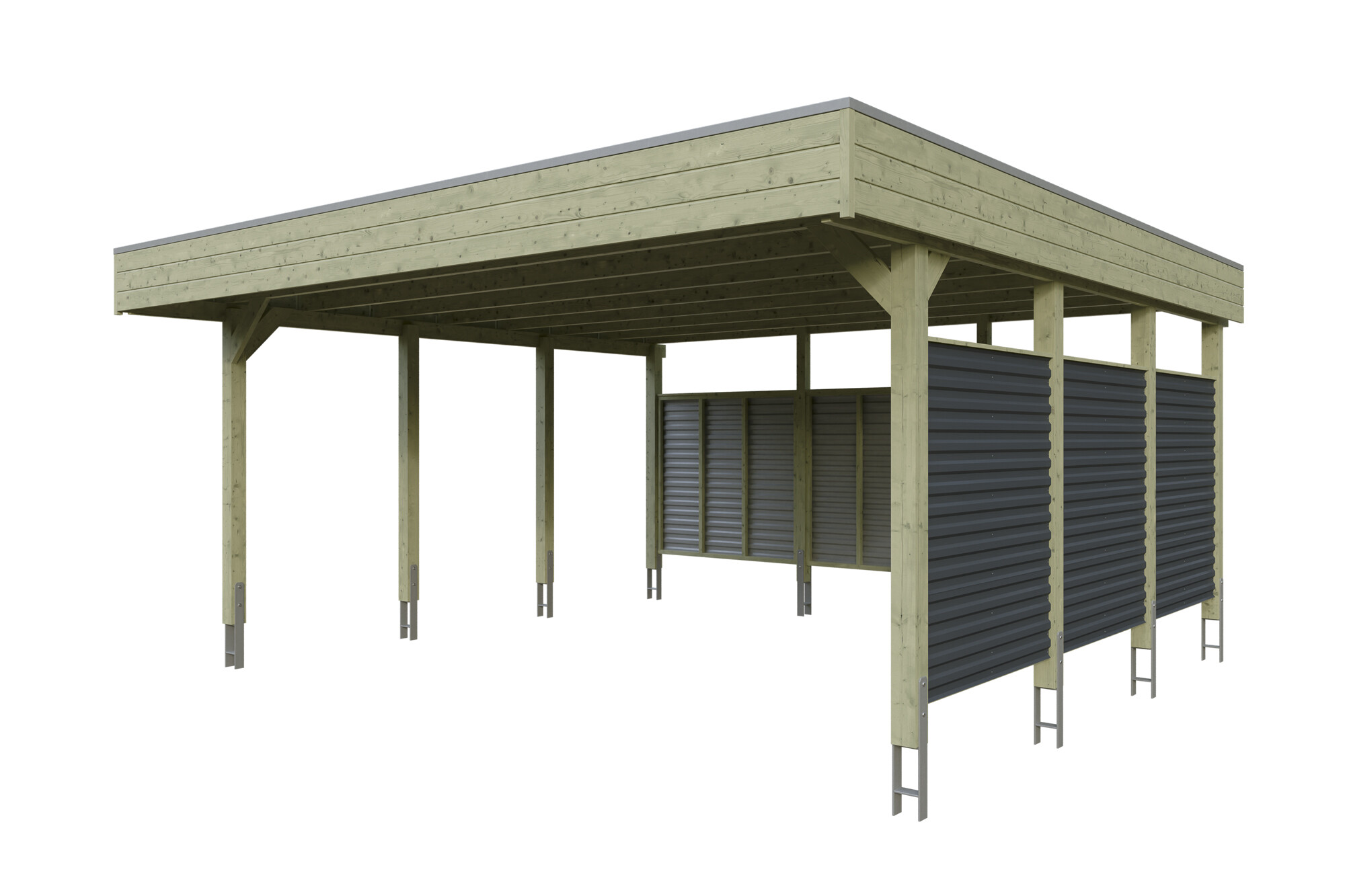 Carport Friesland Hybrid Set 13, 557 x 555 cm mit Rück- und Seitenwand