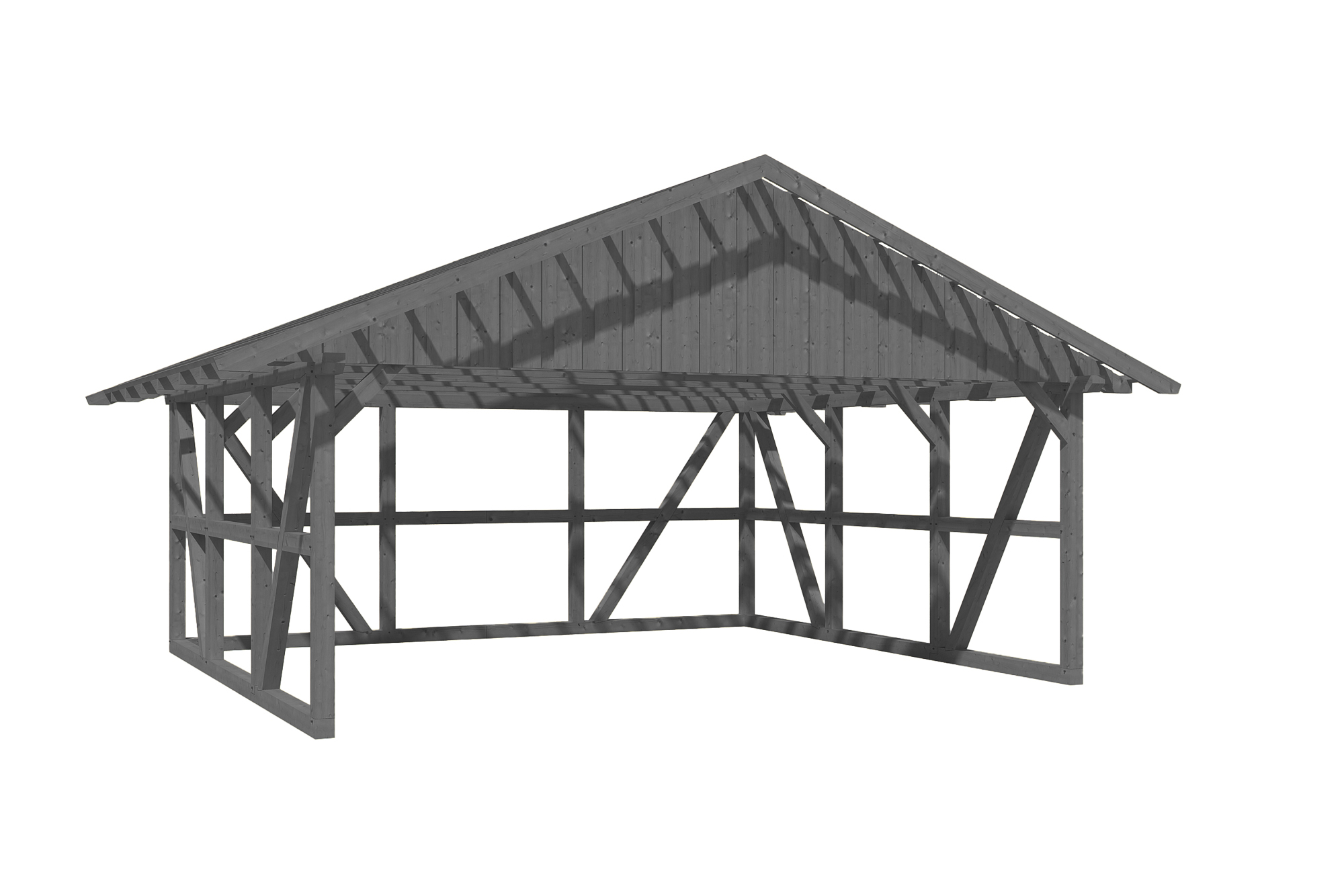 Produktbild: Carport Schwarzwald 684 x 600 cm mit Rückwand, mit Dachlatten farblich behandelt in schiefergrau