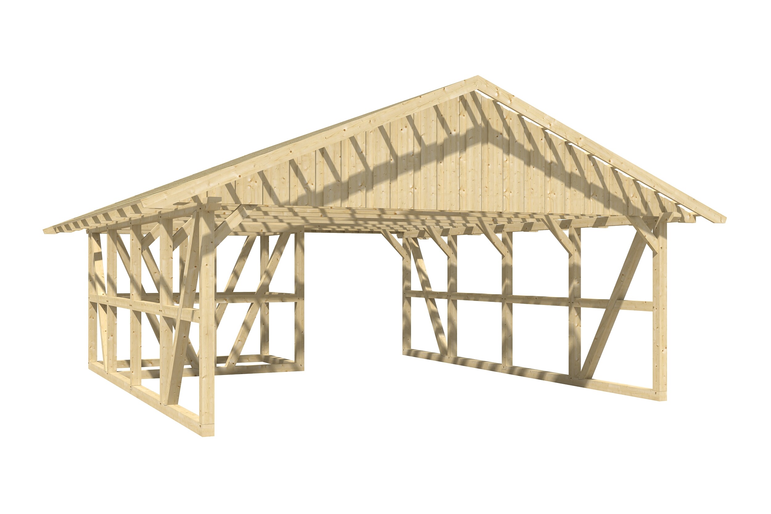 Carport Schwarzwald 684 x 772 cm mit Abstellraum 1, natur, mit Dachlattung