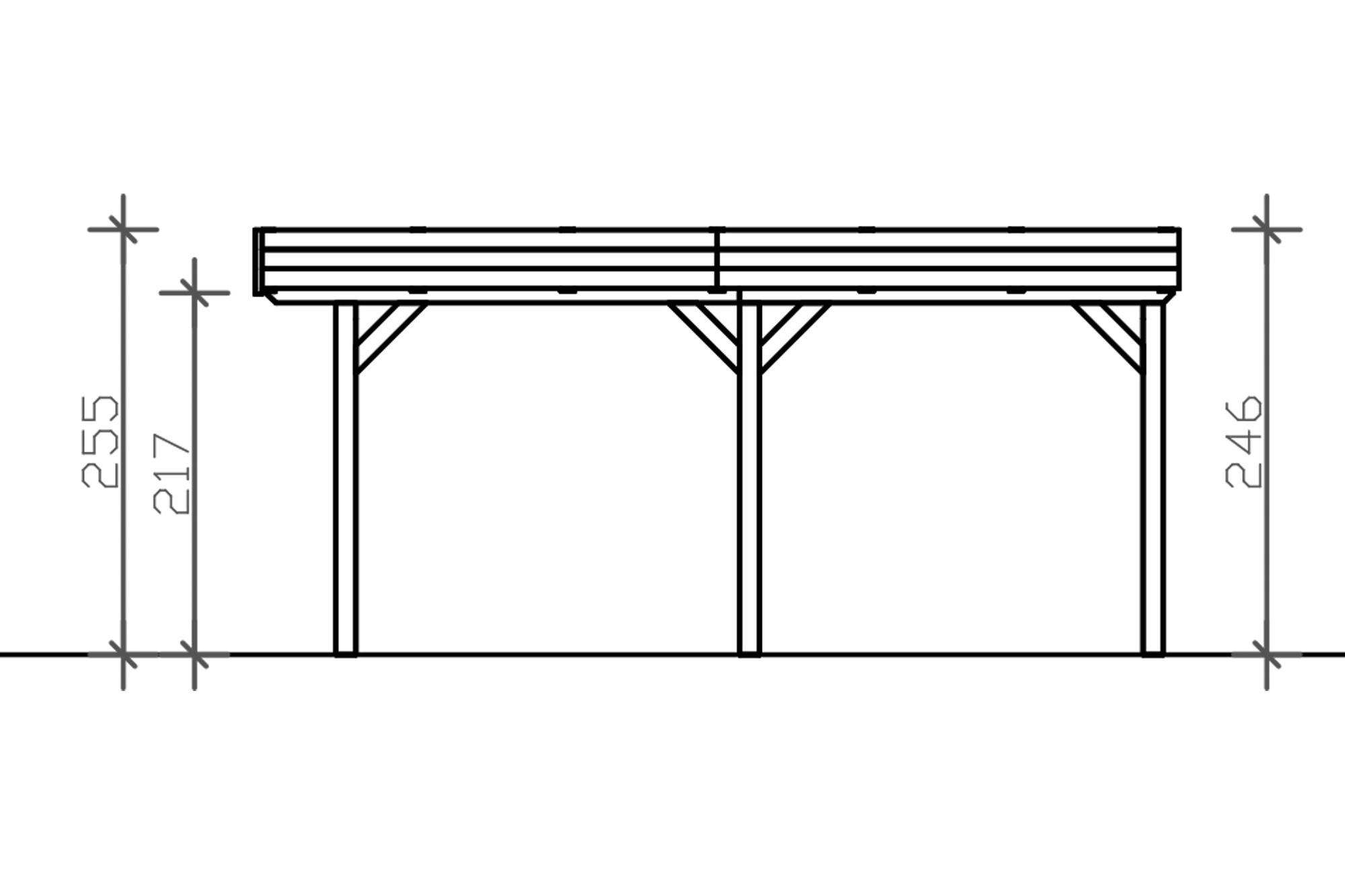 Grafik (Schnitt): Carport Grunewald 622 x 554 cm